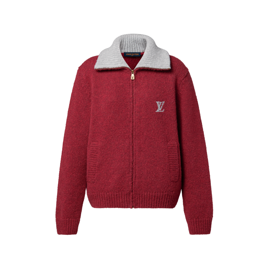 美品 ルイヴィトン ダミエ ドライバーズニット ジップジャケット サイズL ジップド ニット ジャケット ウィズ シグネチャーモチーフ ｜ルイ
